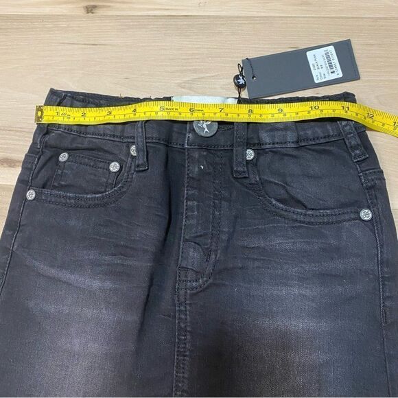 One Tea Spoon KIDS BLACK PUNK 2020 MINI STRETCH HIGH WAIST DENIM SKIRT size 8-9 - Picture 8 of 10